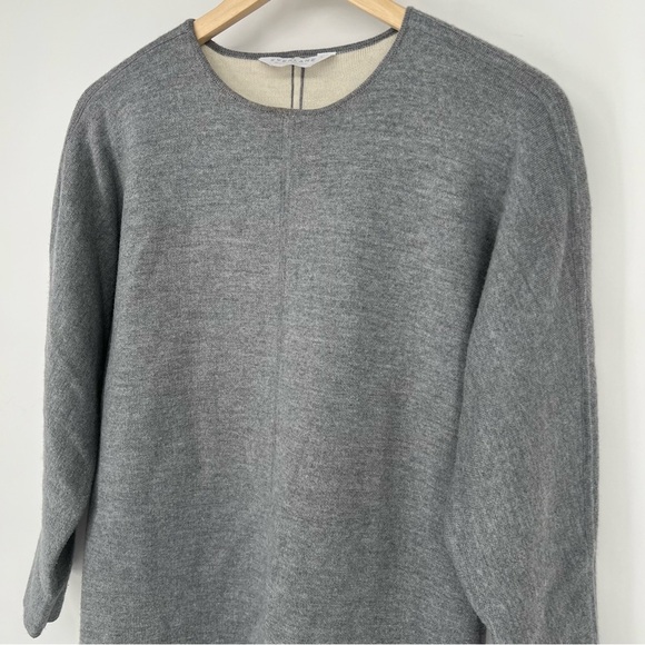 Everlane Dress Luxe Double Knit Sweater 100% Wool Stretch Neutral Gray Small - Picture 3 of 9